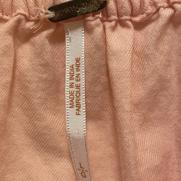 FREE PEOPLE Pink/Peach Fleur Du Jour Embroidered Cotton Shift Mini Dress Sz L - Picture 5 of 11